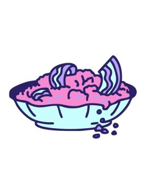 Geleneksel Brezilya domuz pastırması ve ekmek kırıntılarının hareketli animasyonu