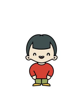 Yanıp sönen radyal çizgiler Mutlu modern Japon adamın gülüşünün animasyonu