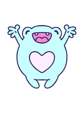 Mutlu bir kurbağanın aşk karikatürünün animasyonu