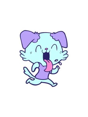 Çizgi film soluyan köpek koşusunun gösterişli satış animasyonu