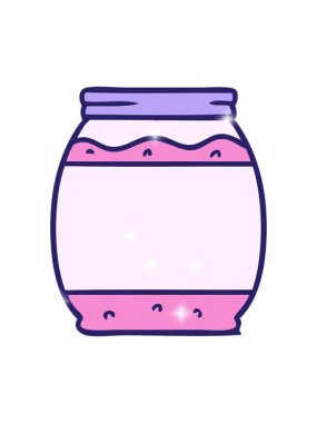 Çilek reçelinin el çiziminin ışıltılı etkisi