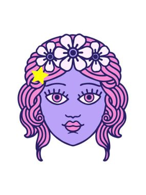 Kıvılcım saçan yıldızlar, çiçek tacıyla dövmenin animasyonunu yapar.