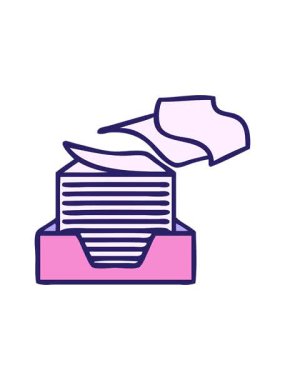 Bir yığın ofis kağıdının sevimli karikatürünün canlandırmasını renklendir