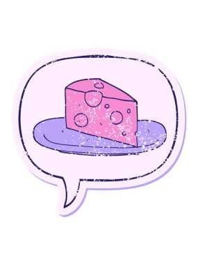 Konuşma kabarcığı çıkartmalı çizgi film peynirinin parlak ışık efektleri