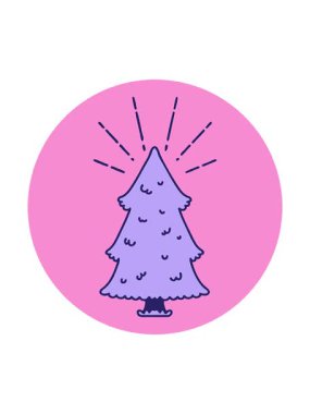 Dövme stili çam ağacının döndürme hareketi simgesi