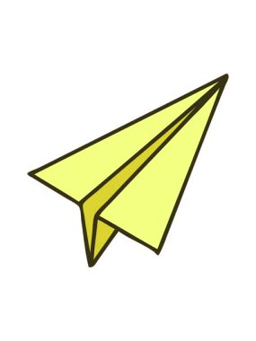 Kağıt bir uçağın sevimli çizgi filminin renk animasyonu değişiyor