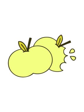 Tatlı karikatür sulu elmanın renk animasyonu değişiyor