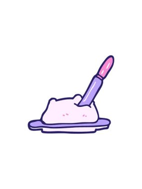 karikatür karalama tereyağı ve bıçağının radyoaktif parlak animasyonu