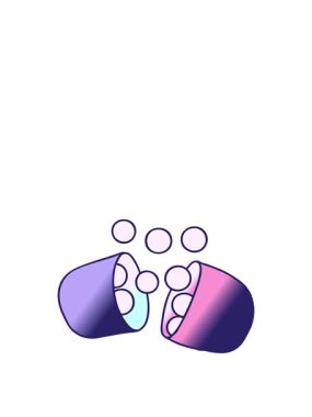 Açık ilaç tabletinin gradyan çizgi film çiziminin canlandırmasını genişletiyorum