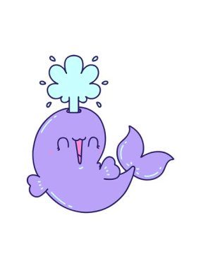 Geleneksel dövme stili basınçlı animasyon Mutlu fışkırtan balina karakteri