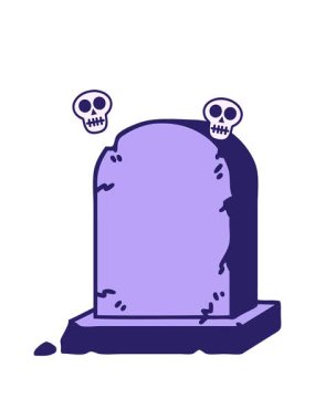 Bir dövmenin kafatası animasyonu geleneksel bir mezar taşı tarzında.