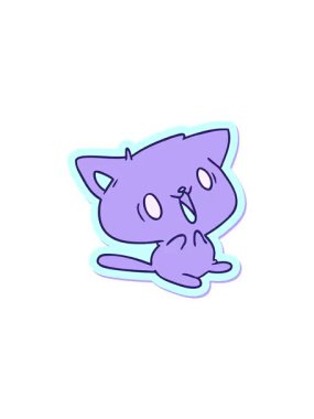 Şirin kawaii kedisinin çıkartmalı çizgi film çiziminin gösterişli satış animasyonu