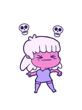 neon renkli kadın çizgi filminin dönen kafatası animasyonu