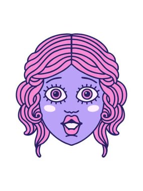 Kadın yüzünün ikonik dövme şeklindeki animasyonunun ışık efekti