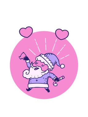 Dövme stili Noel Baba Noel Baba karakterinin dönen kalp animasyonu kutluyor.