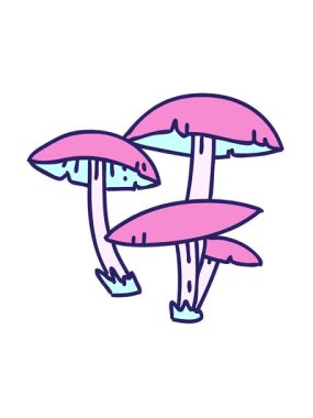 Vahşi ve özgür büyüyen çizgi film mantarlarının hareketli animasyonları