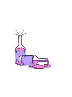 Geleneksel dövme tarzı bira şişelerinin çiziminin yatay titreşimli animasyonu