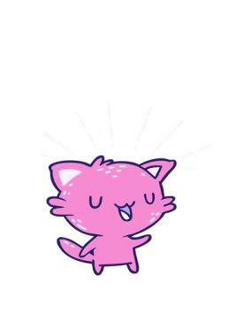 Mutlu kedi çiziminin hareketli animasyonu