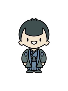 Geleneksel kıyafetler giyen bir Japon 'un hareketli animasyonu.