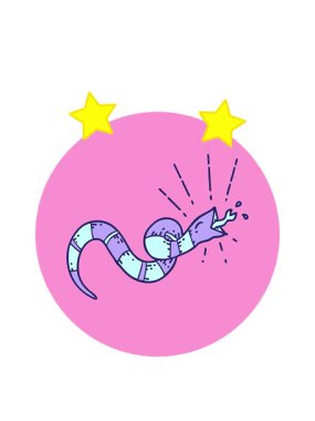 dönen yıldızlar, tıslayan yılan dövmesinin animasyonu.