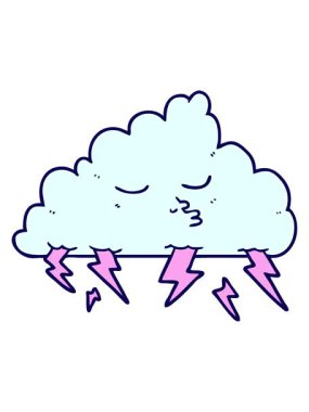 neon ışık efekti çizgi film fırtına bulutunun animasyonu