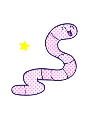 Parıldayan yıldızlar solucan çizgi film elementinin animasyonunu etkiler.