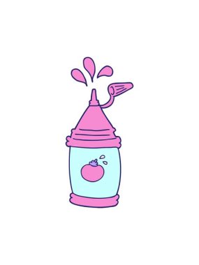 karikatür ketçap şişesinin basınçlı animasyonu