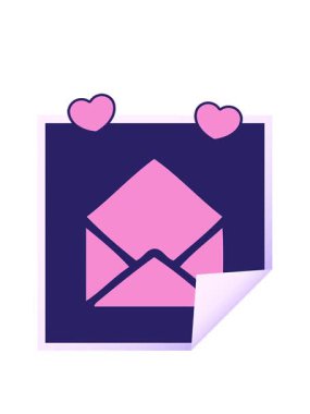 Kare soyulmuş kalp animasyonu kağıt zarfın çıkartma karikatürü