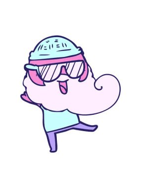 Mutlu pembe sakallı adamın dönen hareketi.