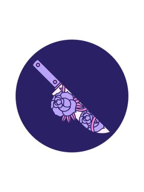 Hançer ve çiçeğin dövmesel görüntüsünün hareketli animasyonu