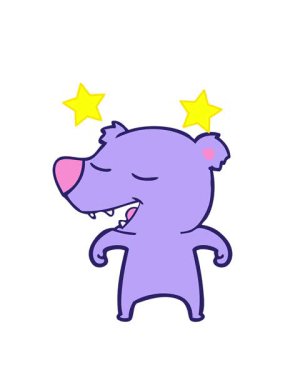 dönen yıldızlar çizgi film Kawaii ayı tasarımının animasyonu