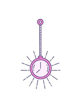 Geleneksel dövme stili altın cep saatinin canlandırmasını salla ve duraklat