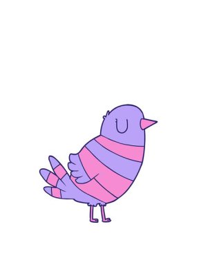 Bir el çizimi kuşun çizgi filmini canlandırıyorum.