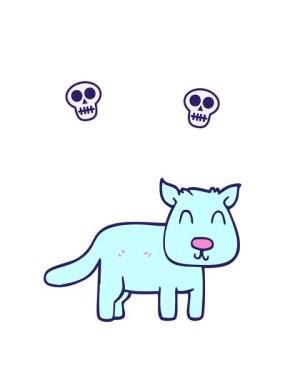 dönen kafatasları karalama sakin köpek animasyonu