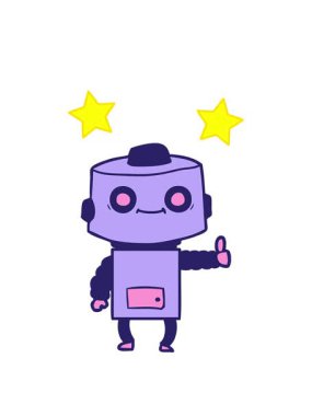 dönen yıldızlar çizilmiş bir robot el çizimi animasyonu