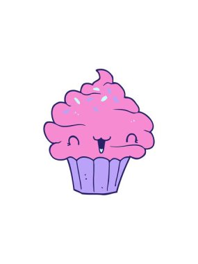 Yıldız patlaması efektleri sevimli çizgi film şekerli kekin animasyonu