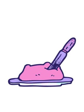 Bir tereyağı ve bıçağın karalamalarının hareketli animasyonu