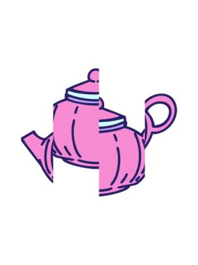 Seramik Japon çay demliği çizgi filminin bölünmüş hareketi.