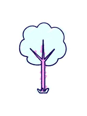 neon ışık efektleri çizgi film Tree Chalk ilüstrasyonunun animasyonu