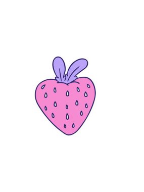 El çiziminin yatay titreşimli animasyonu taze bir çileğin karalaması