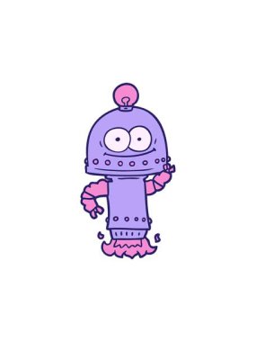 Ampul karikatürlü mutlu robotun dikkat çekici animasyonu