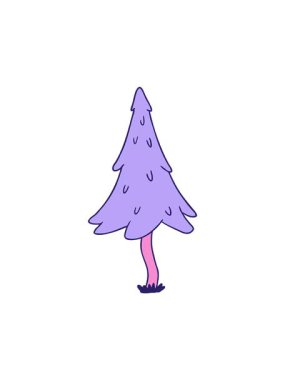 Ağaçlık çam ağaçlarının karalamalarının çizgi film animasyonu.