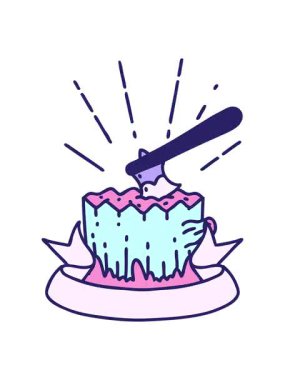 ağaç kütüğünde dövme stili baltayla parşömen pankartının canlandırma efektini göster