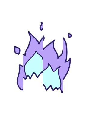 Bir çizgi film yangınının bölünen hareketi.