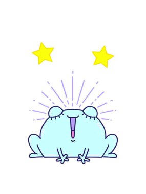 Dönen yıldızlar geleneksel dövme stili mutlu kurbağa çizgi filmlerinin animasyonları.