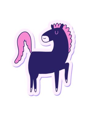 Mutlu bir karikatür atının çıkartmasının basınçlı canlandırması