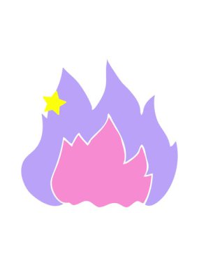 Parıldayan yıldızlar ateşin düz renk çiziminin animasyonunu etkiler