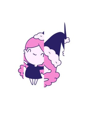 Bir Kawaii kızının Noel karikatürünü bölme hareketi.