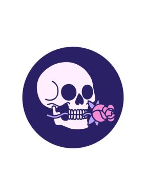 Kafatasının ikonik dövme tarzının radyoaktif parlayan animasyonu