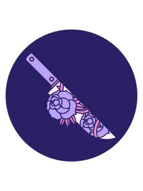 Hançer ve çiçeklerin dövmesel görüntüsünün hareketli animasyonu